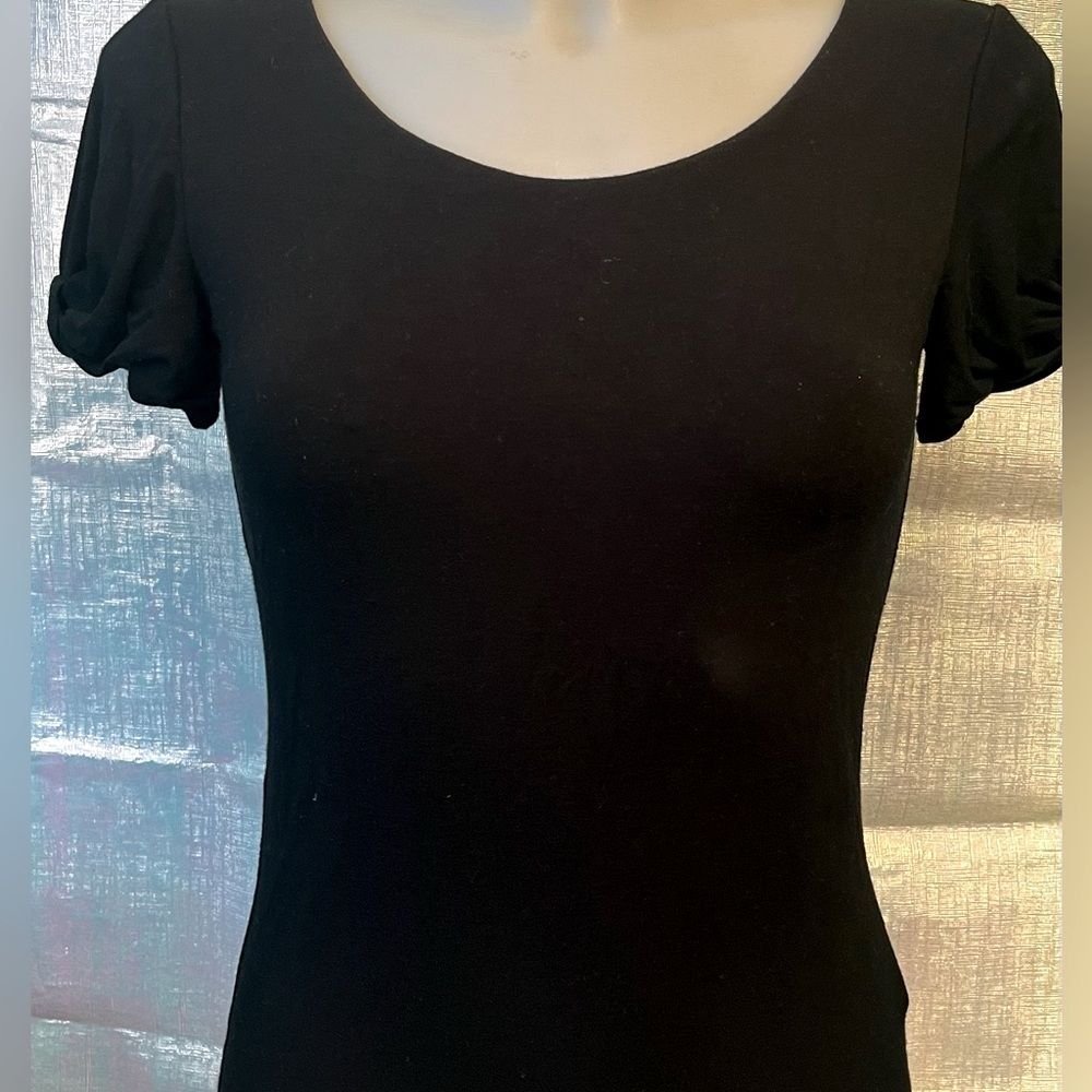 Giorgio Armani Scoop-Neck Short Sleeve with Bow Detail Tee, Black, T-Shirt